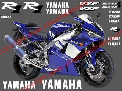 Yamaha R1 2001 Blue Bike Model Decal set