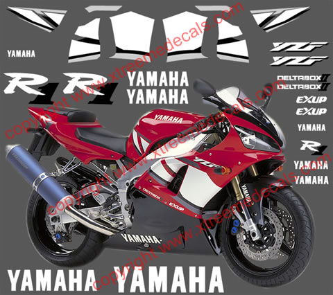 Yamaha R1 Graphics and Decal set for 2001 red bike