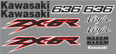 Kawasaki ZX-6R Full Decal Set 2002 Style