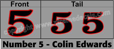 Edwards Race Number Set 3 decals No 5