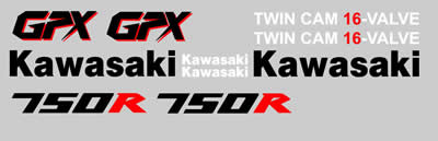 Kawasaki GPX 750R 1988 Decal set