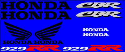 Honda 929RR 2000 Model White Red Black Silver Full Decal Set