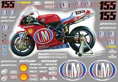 2002 Ducati 998 L&M Race Decal Kit
