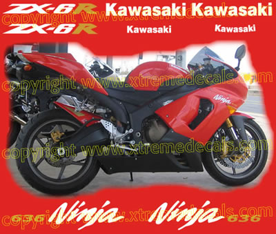 Kawasaki ZX6r 636 2005 Decal Set Red Bike