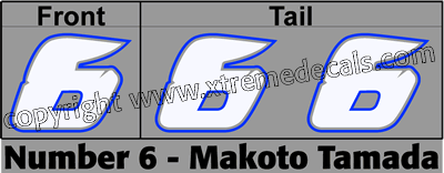 Tamada Race Number Set 3 decals