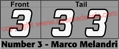 Melandri Race Number Set 3 decals No 3