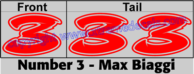 Biaggi Race Number Set 2 with 3 decals