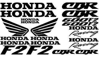 Honda F2 Full Decal Set