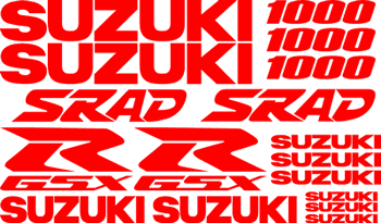 150mm Suzuki GSXR Decal Graphics Stickers – Red & White Vinyl Overlays (Pair)